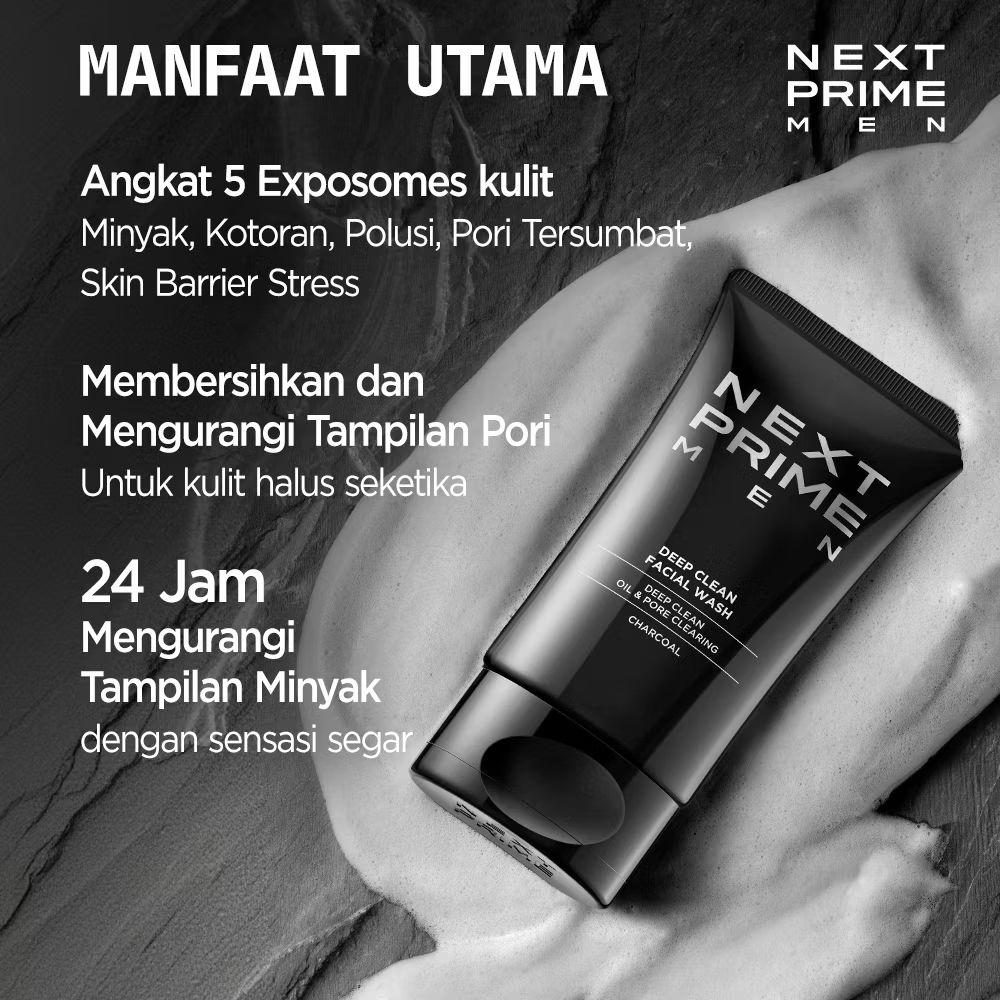 [bundle 2 in 1] Next Prime Men Combo Facial Wash - Day Brightening & Night Deep Clean - Sabun Wajah Pria untuk Kulit Cerah dan Bersih