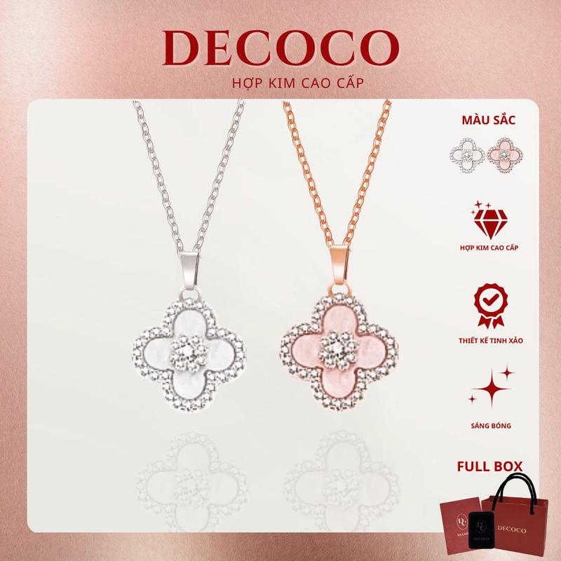 Vòng cổ charm hoa đá xà cừ cỏ 4 lá SAKURA DECOCO kèm Túi giấy + Hộp + Thiệp may mắn