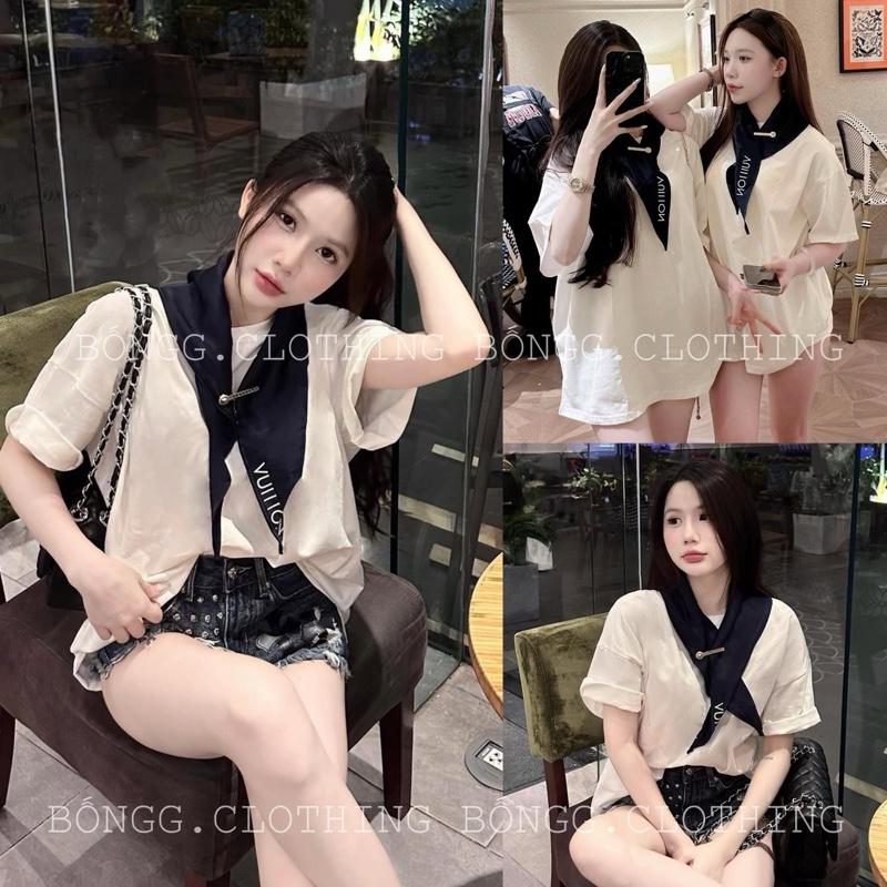 KÈM KHĂN THÊU + GHIM ÁO PHÔNG TRƠN FORM RỘNG TỪ 45-65kg Chất Cotton 2 Chiều