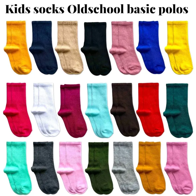 Kaos Kaki Anak Polos Oldschool, Bahan Lembut dan Elastis - Pilihan Motif - Ukuran 1-6 Tahun Anak-Anak 1