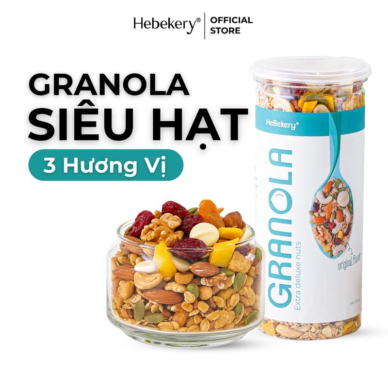 500gr Granola Siêu Hạt Dinh Dưỡng Vị Truyền Thống, Cacao, Matcha - Ngũ Cốc Dinh Dưỡng HEBEKERY by HEBE Food Hạt Ngũ Cốc Socola Thức Ăn Sô Cô La