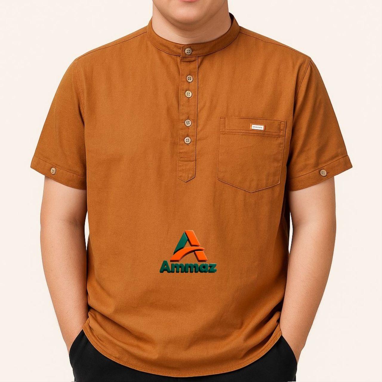 Ammaz Baju Koko Pria Lengan Pendek Katun Premium Terbaru Kekinian Bahan Nyaman Desain Trendi Cocok untuk Gaya Kekinian dan Tampilan Modis Muslim Dewasa Kurta