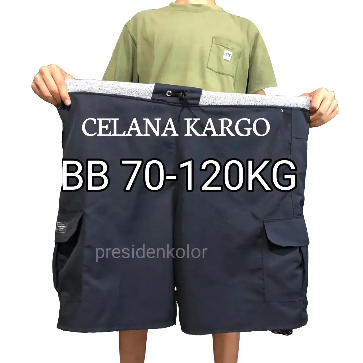 SUPER JUMBO paket isi 4 celana kargo pendek saku 5 premium Katun Polos Pria Tebal Karet Kain Twill Lembut