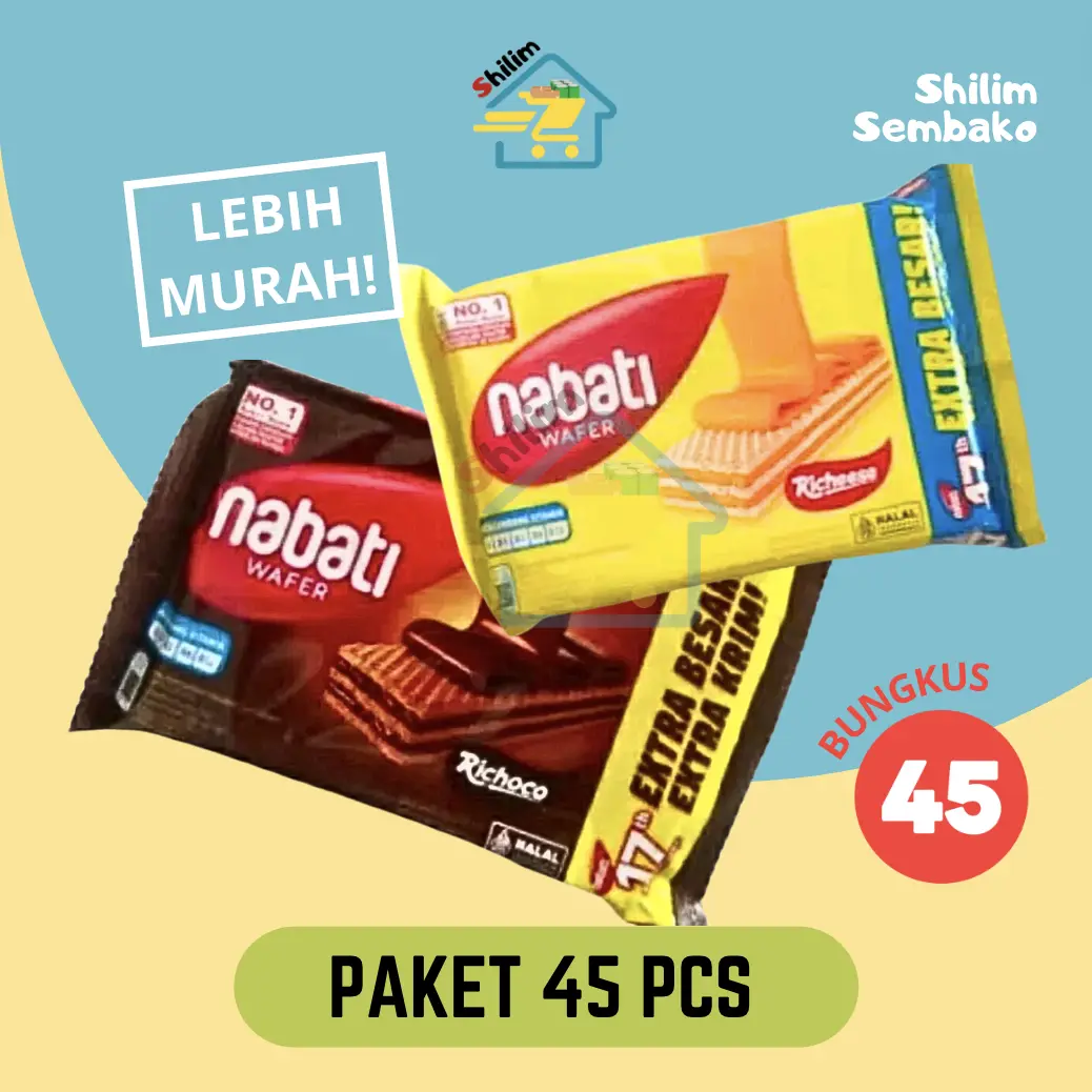 [PAKET 45 PCS] PAKET WAFER NABATI 2000 KEJU COKLAT ISI 45 PCS NABATI MURAH