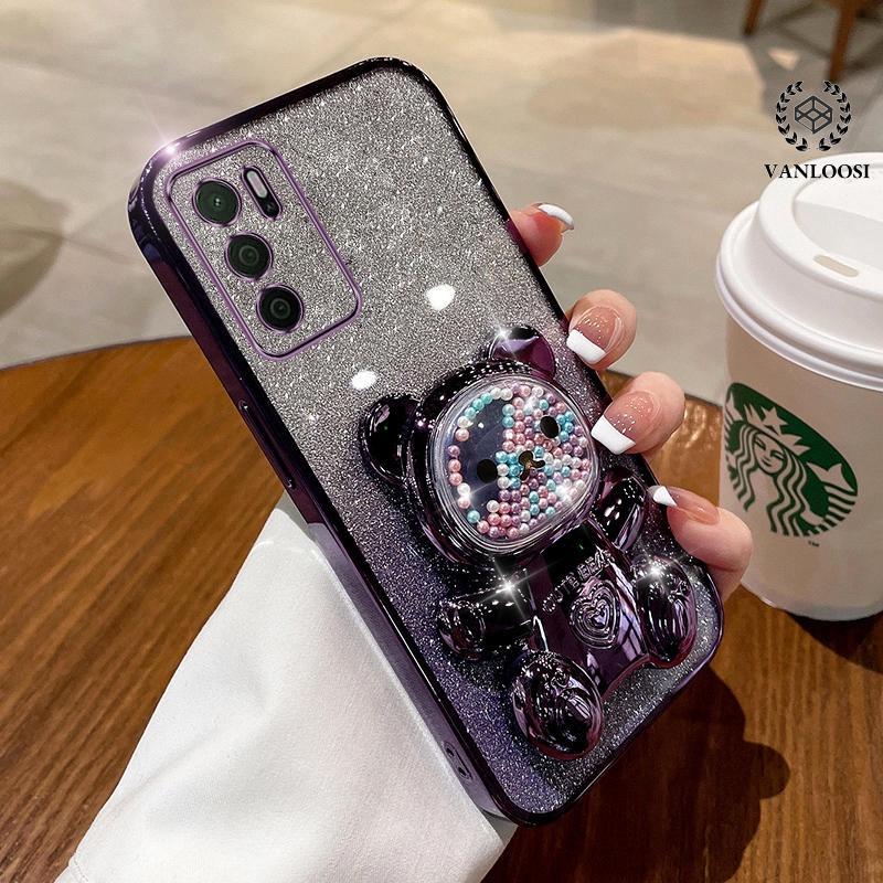 Product Introduction of Casing for OPPO A16 A16S A54S OPPO CPH2269 Sparkling Powder Electroplated Soft Shell Cute Rainbow Bear Phone Case Lens Full Coverage Anti Drop 13