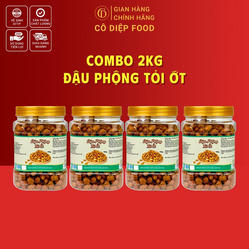 2KG Đậu Phộng Tỏi Ớt Loại 1 Đầy Đủ Hồ Sơ Công Bố & Kiểm Nghiệm Sản Phẩm Cô Diệp Food Snack Ăn Vặt