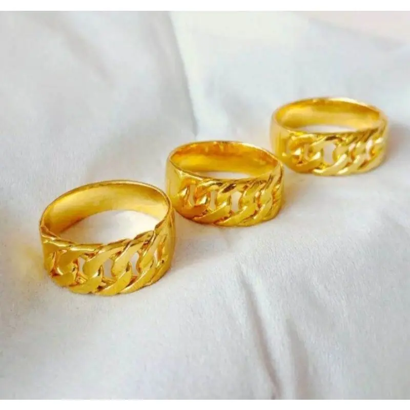 CINCIN TITANIUM RANTAI EMAS24K HONGKONG ANTI KARAT & ANTI LUNTUR (COD)