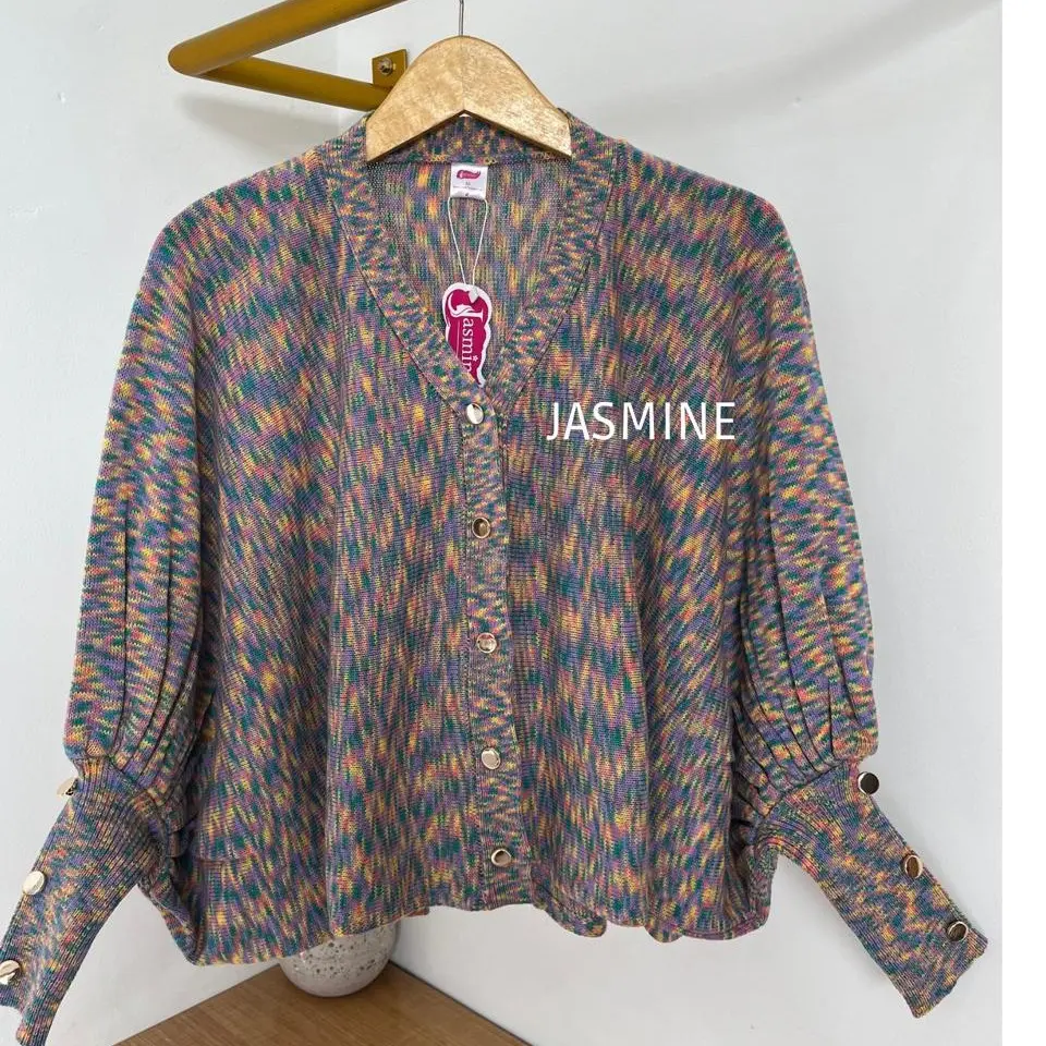 Jasmine - Nikita Betwing Rajut Kelelawar Over Size Kardigan Betwing Nyaman Panjang Balon Garis Knitwear Santai Tangan Wanita Oversize Batwing