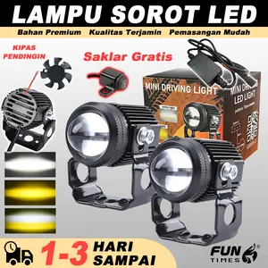 2 Buah Lampu tembak Laser LED D2 mini 3 warna High low putih kuning waterproof ada kipas 12 VOLT DC 40WATT Dengan Ballast