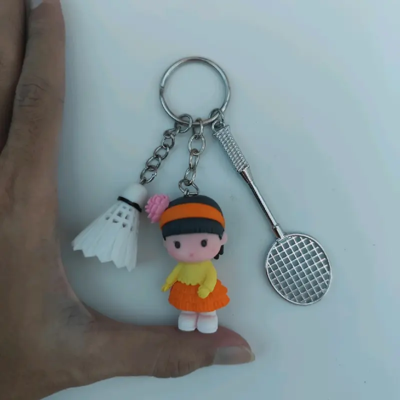 Gantungan Kunci Raket Shuttlecock Karakter Cewe Lucu - Keychain 3