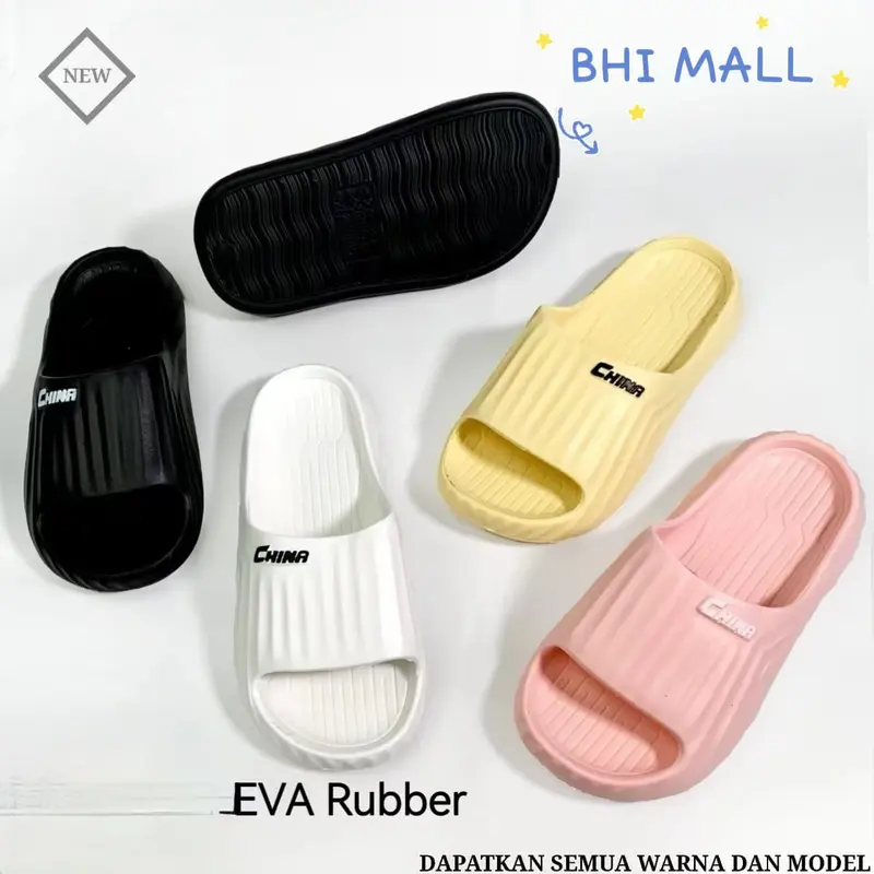 [ASFER]Sandal Pria Selop Wanita Indoor Outdoor Anti Slip Empuk Eva Rubber Import Kekinian Karet Shoes Sendal 1