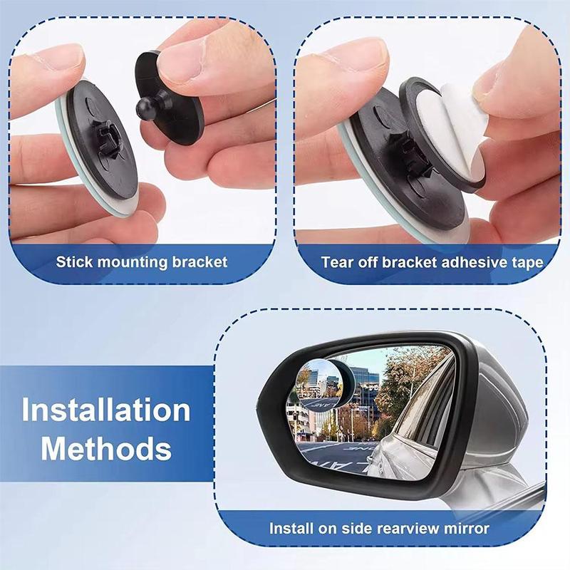 Product Introduction of 2Pcs Universal Car Blind Spot Mirror 360 Degree Adjustable Big Size Wide Angle Round Mirror Suction Cup 22