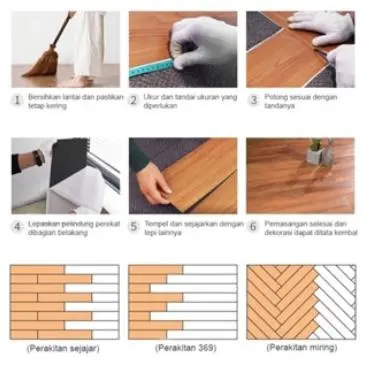 36PCS Lantai Vinyl Stiker Perekat Vinyil Lantai Kayu PVC Ubin Lantai Premium 91.4CMX15.2 CM 4