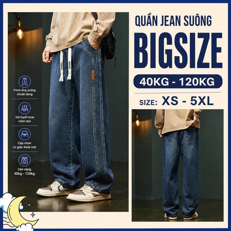 Quần jean ống suông rộng MOON HOUSE N9 ĐEN KHÓI phong cách retro chất vải dày…