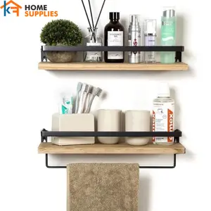 Rak Gantung Kayu Besi Minimalis/Rak Dinding Dapur Kamar Mandi Serbaguna