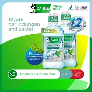 Twin Pack Darlie Mouthwash Double Mint Fresh + Anti-Cavity Botol 250 ml