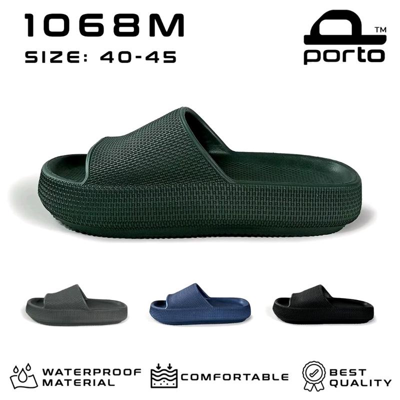 Spesial PROMO!!! Sandal Slip-On Porto 1068M - Sandal Unisex Anti Air, Anti Slip - Dengan Desain Simpel, Modern, Minimalis, Sporty - Sol Empuk Memberikan Kenyamanan, Rileks, Energy Untuk langkah kaki Anda Karet Pria Wanita Flat Shoes Kerja Sendal 0