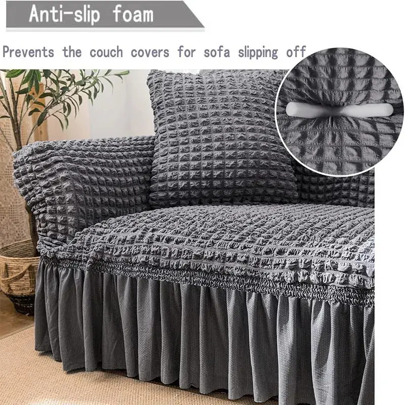 Bọc Ghế Sofa vải thun Thông Dụng 1 2 3 4 chỗ ngồi, Co Giãn Seersucker, Thích Hợp Cho Phòng Khách Vỏ Gối 6
