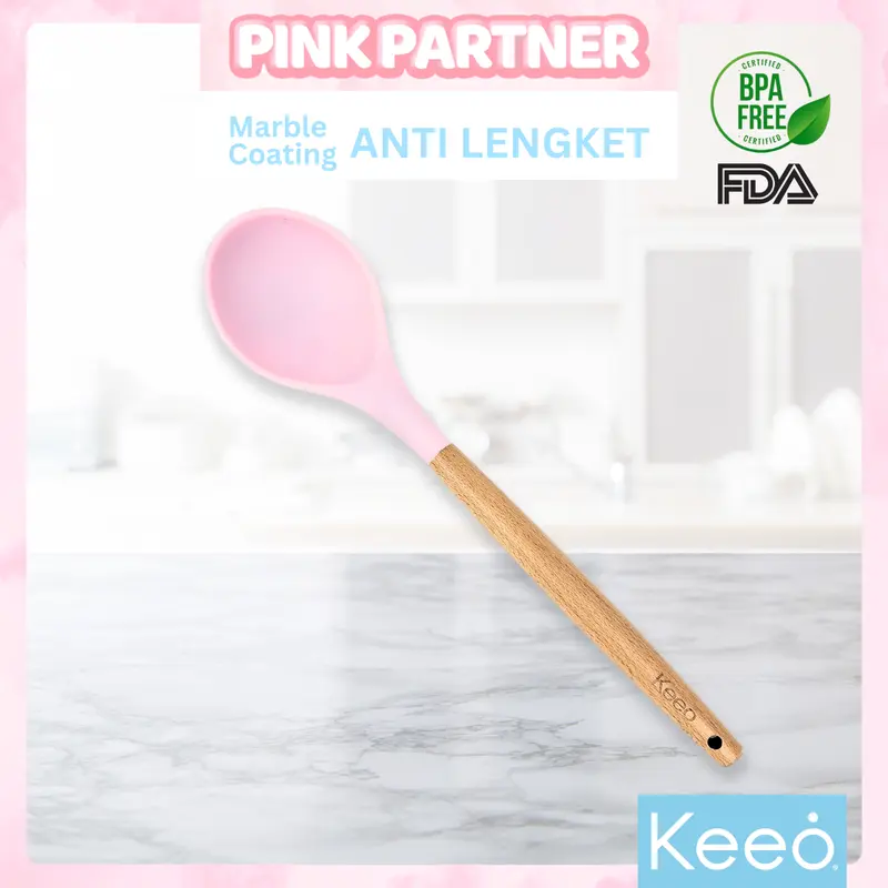 Keeo Aneka Spatula Sutil Silikon Tahan Panas Food Grade Pink Kitchenware 5