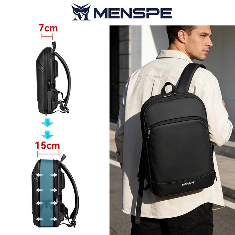 MENSPE Ba lô nam công sở đựng laptop, có thể mở rộng dung tích lớn, phù hợp cho du lịch, dành cho laptop 15,6 inch, chống trộm, đa chức năng