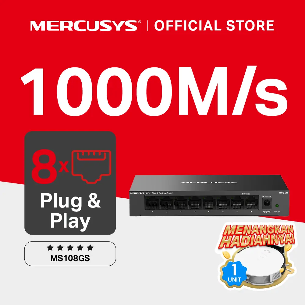 Mercusys MS108GS 8-Port Gigabit Desktop Switch | Power Saving