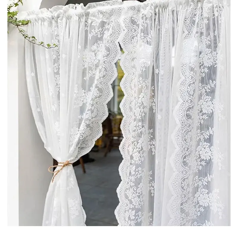 Màn Cửa Sổ Ren, Phong Cách Công Chúa, Gạc Trắng, Rèm Tủ, Không Đục Lỗ, Khóa Dán 4