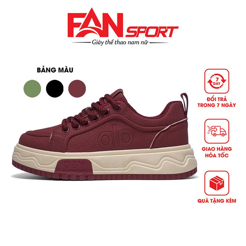 Fan Sport Giày Thể Thao Nam G76 Màu Đỏ Cao Cấp Da Microfiber Đế Cao Su Non 5cm Giày Nam Cổ Thấp Kháng Nước Thích Hợp Thể Thao