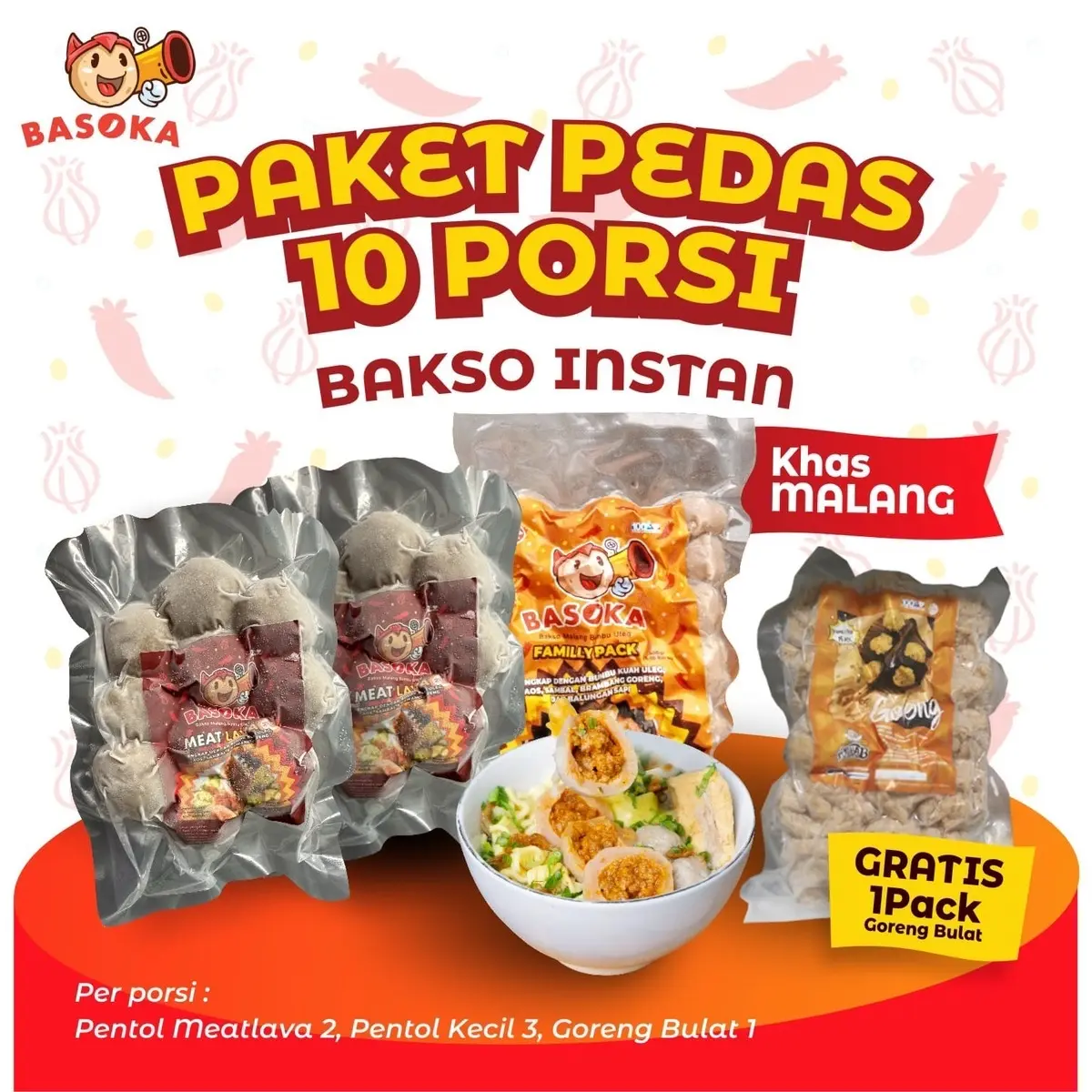 Bundling bakso mercon frozen komplit khas malang