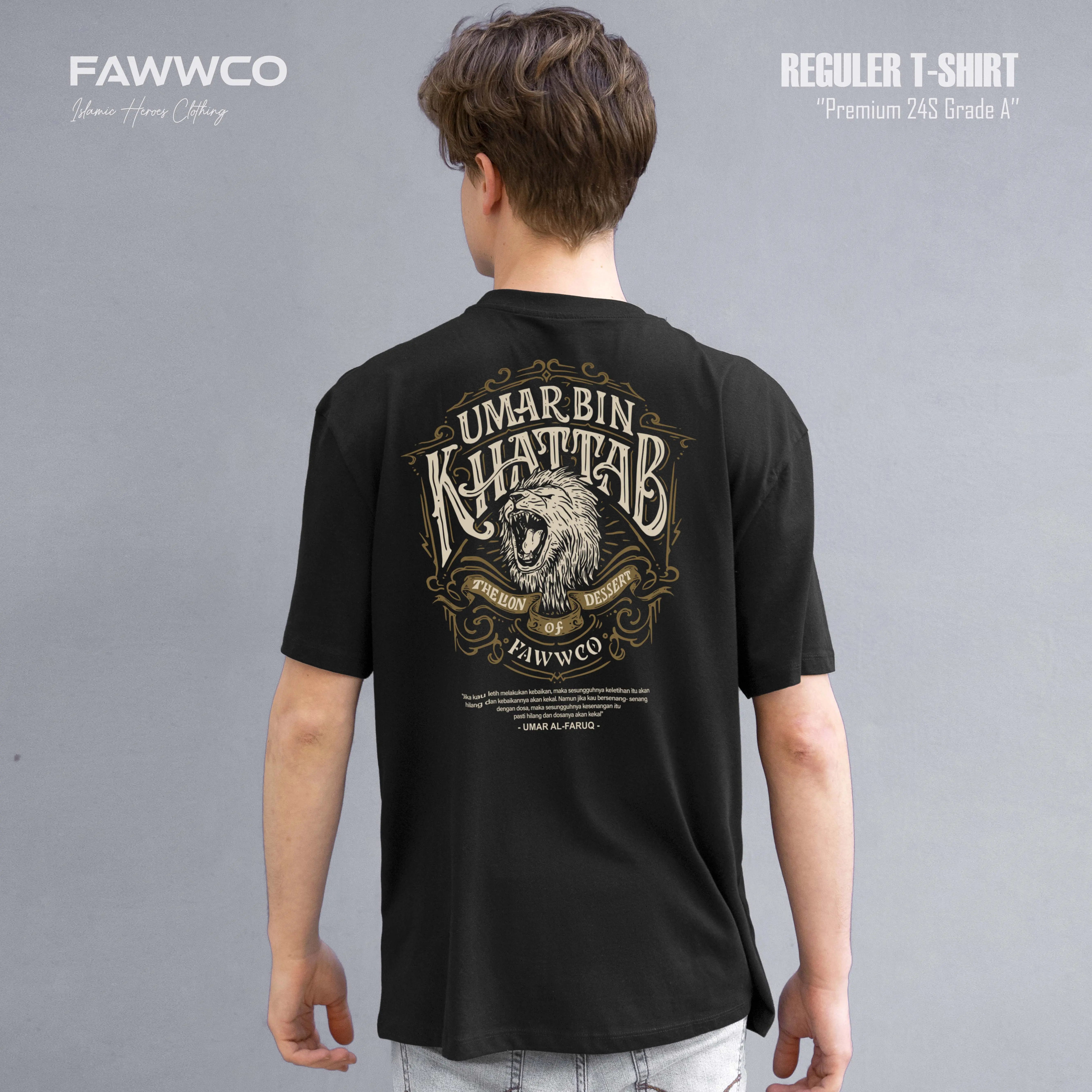 FAWWCO UMAR SINGA LETTERING- KAOS DAKWAH PREMIUM 24S Standar Distro Sablon Tshirt