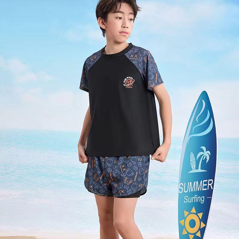 Product Introduction of Children's Swimsuit Men's Split Suit Double Layer Anti-Embarrassment Swimming Trunks Boys Swimming Medium and Big Children Teenagers Children's plus Size Swimsuit 15