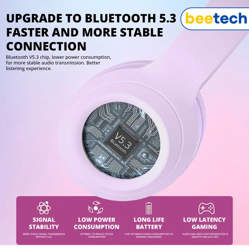 Beetech Headphone Bluetooth Wireless Headset Earphone 5.3 TWS 2