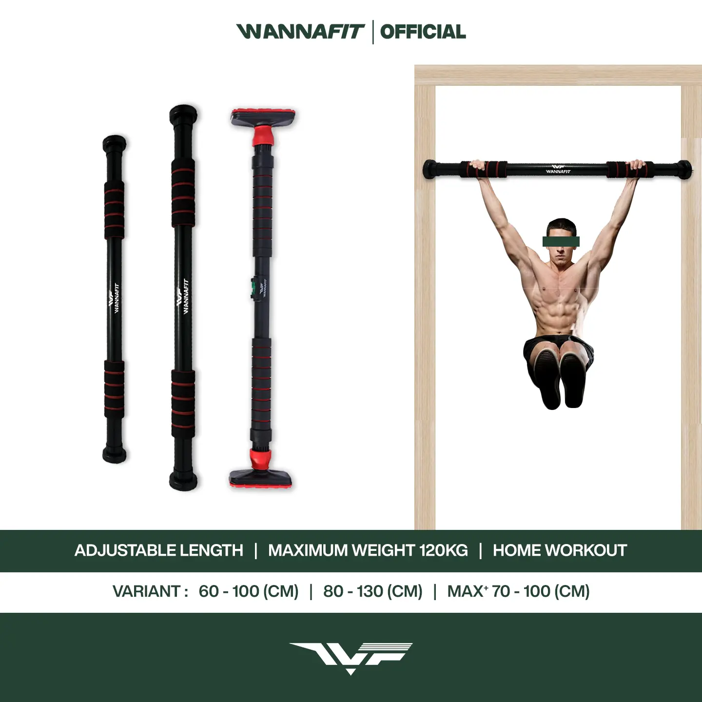 WANNAFIT Pull Up Bar Door Chinning | Chin Up Tiang Angkat Badan | Alat Olahraga Rumah