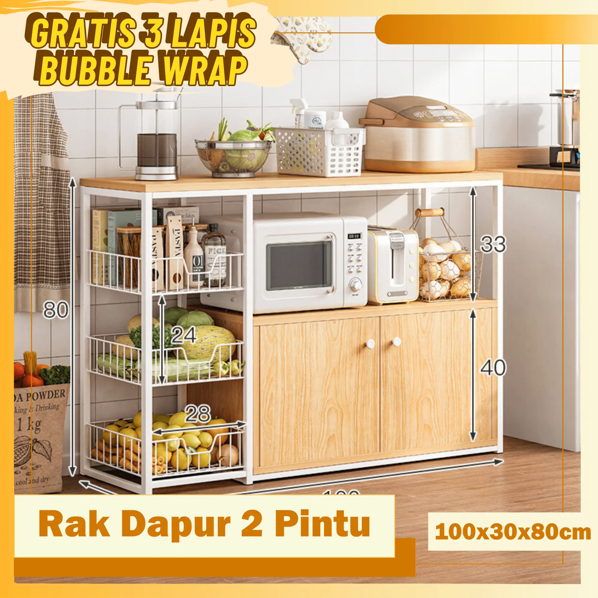 2 Pintu | 100x30x80cm