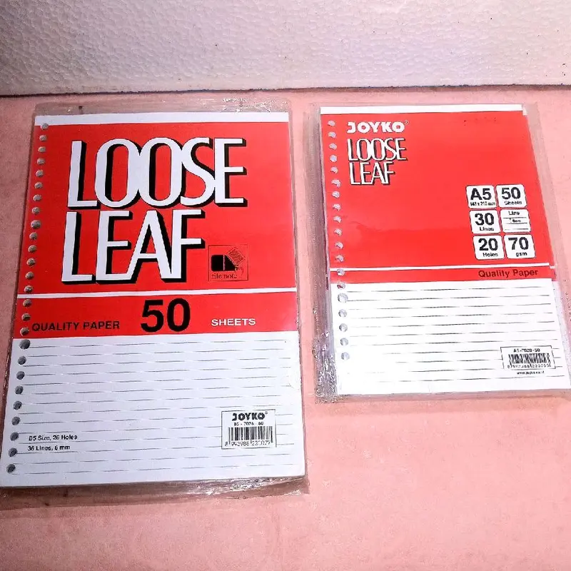Kertas Binder Loose Leaf Joyko Ukuran B5 & A5 Isi 50 Lembar 1