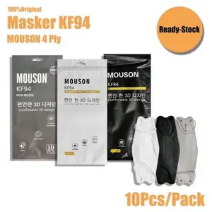 [BS01] Masker KF94 Mouson Original Isi 10 Pcs Korean Style Masker Hitam/Putih Elegan