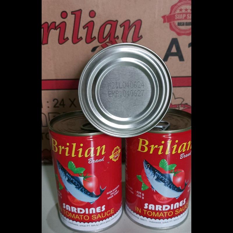 Brilian sardenis praktis siap masak ikan sarden saus tomat dalam kaleng 425gr (kaleng besar) Exp date 3 tahun 4