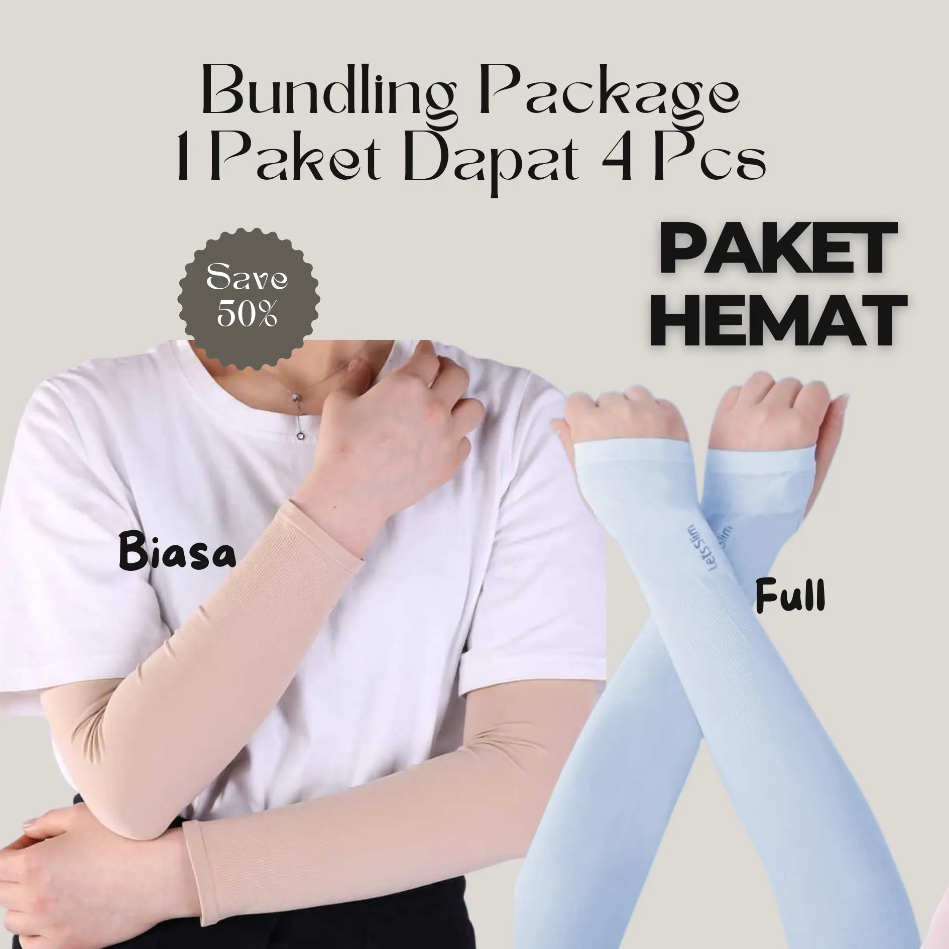 Misso  Kode ST1035 Manset Tangan Handsock Muslimah Manset Stocking Lengan Polos Pria & Wanita Panjang Hitam