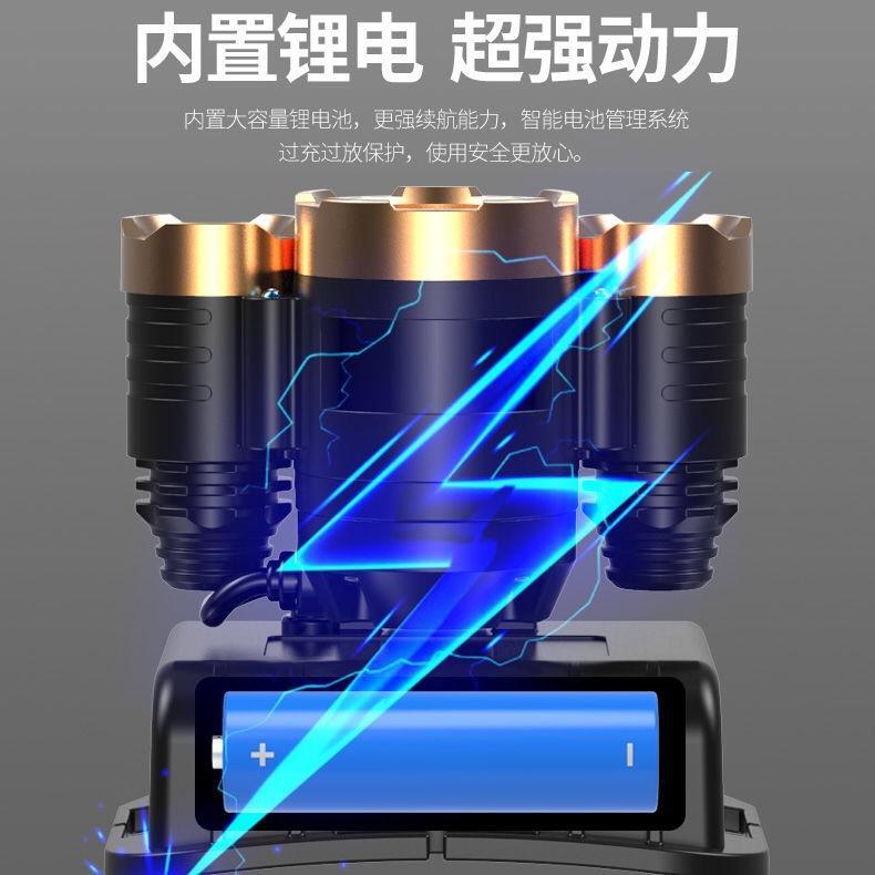 Senter Kepala 5 LED 3 LED Super Terang USB Rechangeable Waterproof Anti Air 45w 4Mode Cahaya Putih Lampu Camping Lighting 1