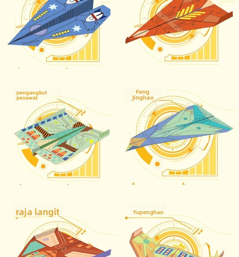 Mainan Pesawat Kertas Paper Jedet,Buku origami pesawat kertas untuk anak-anak，Mainan origami edukatif untuk anak-anak，- 32 halaman, 16 jenis Permainan Belajar Karton，Kertas ramah lingkungan | Kekinian