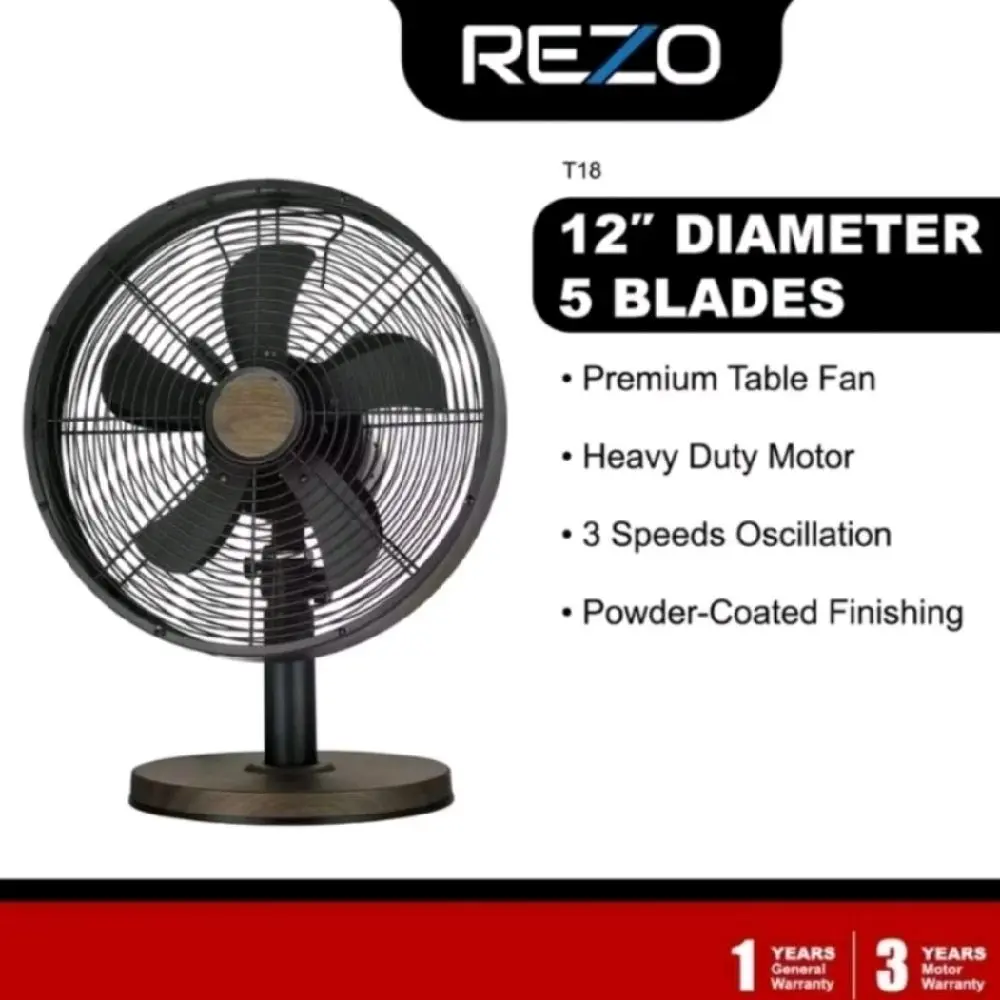 Rezo 12inch Premium Antique Heavy Duty Table Fan