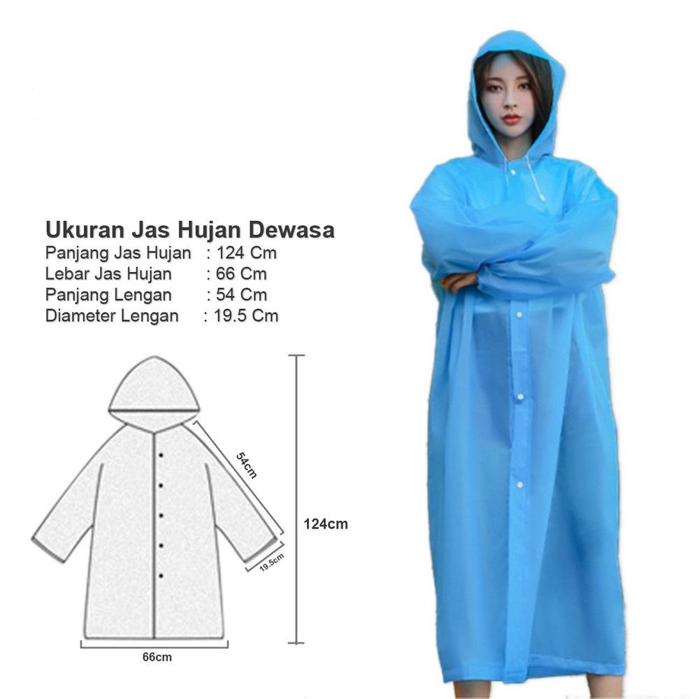 Jas Hujan EVA Tebal Dewasa / Jas Hujan Dewasa Mantel Hujan Dewasa Tebal Semi Transparan Unisex Terusan Polos Bahan