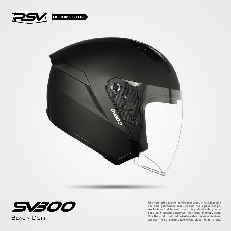 HELM Half Face RSV SV300 BLACK DOFF Motorcycle 3
