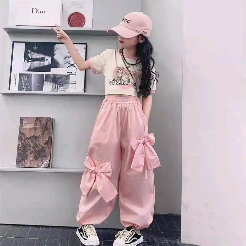 Celana cargo anak prempuan/celana cargo korean style anak prempuan usia 6-12 tahun bahan toyobo import