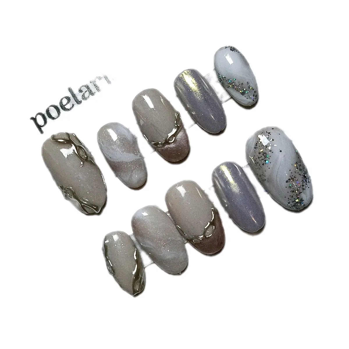Poelarisco.nails Kuku Buatan Handmade Premium Nude Tip Kuku Palsu dengan Lem dan Toolkit - Art, Polish Cat Kutek