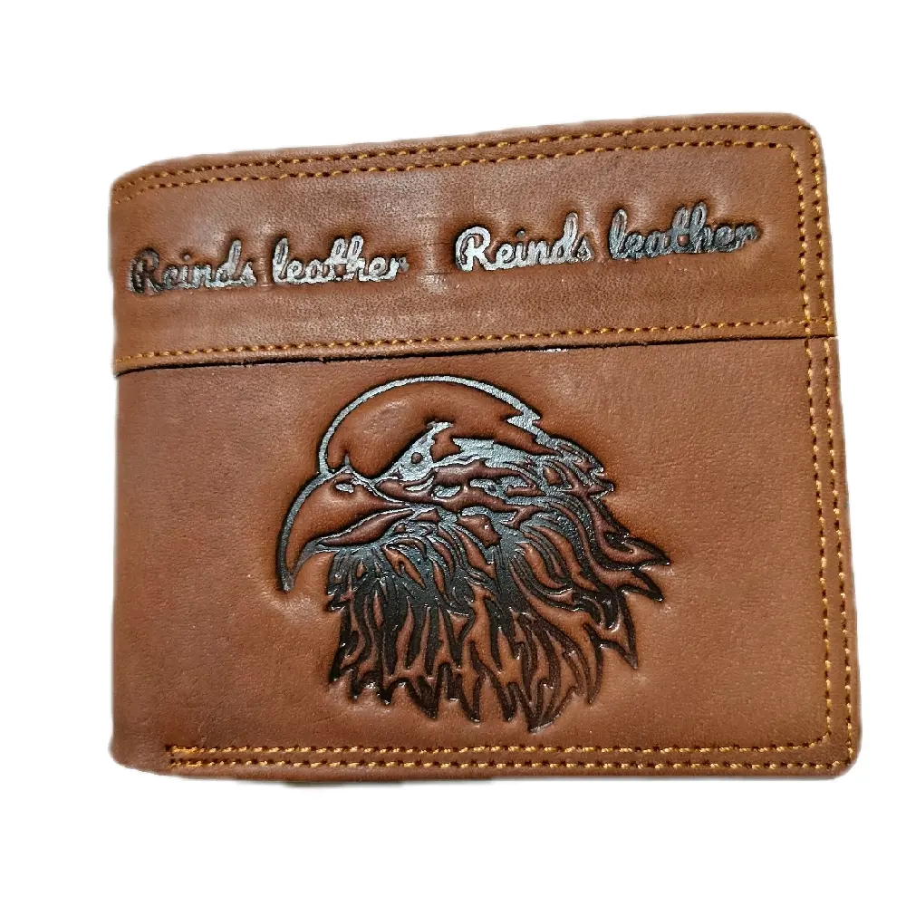 Reinds Leather Dompet Pria Model Tidur Badan Sambung Kulit Sapi Creasy Horse Desain Terbaru 9 Slot Kartu 3 Kantong Uang Bahan  kulit Jahitan Double