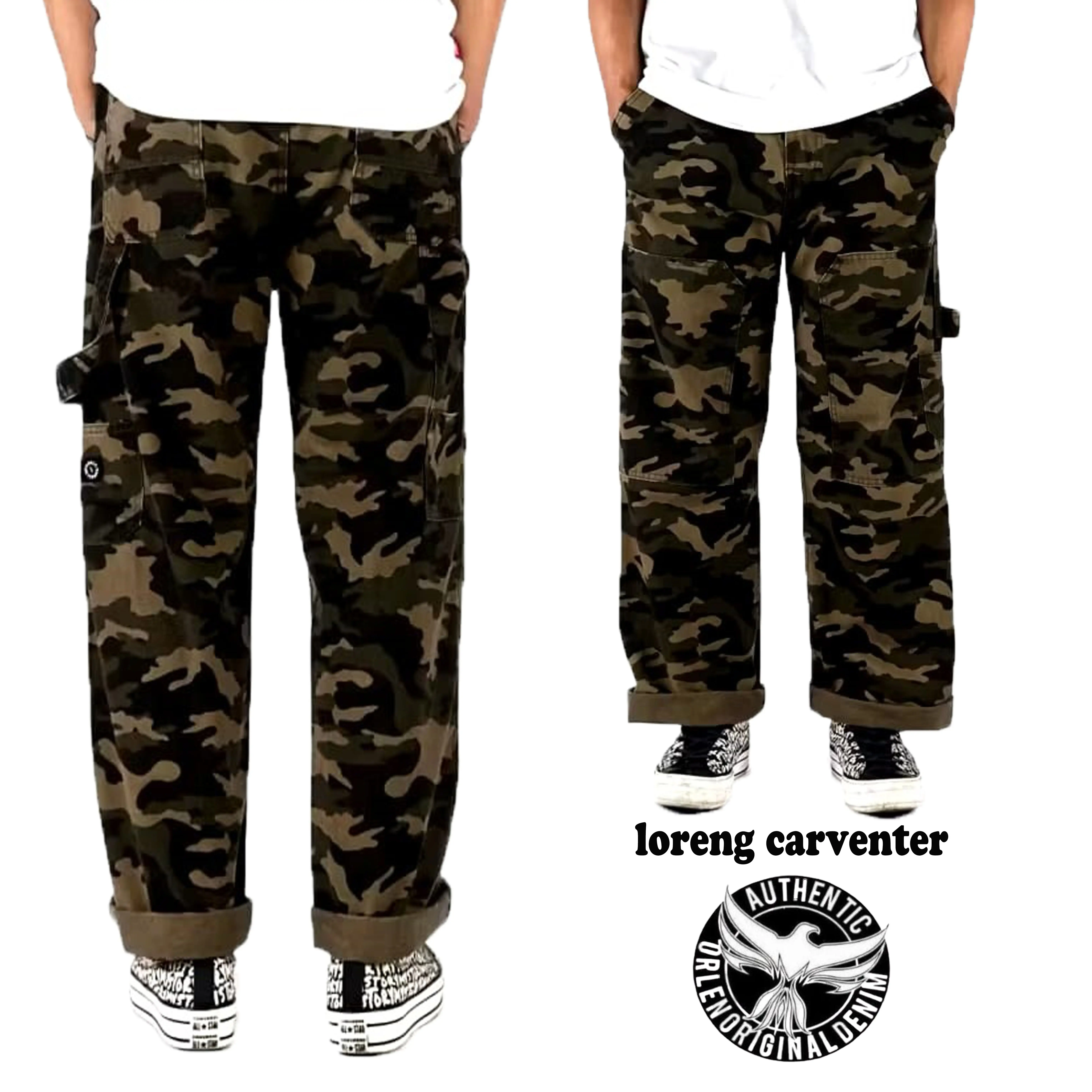 Celana Panjang Carpenter Loreng gombrong Loose Pants Baggy Santai Fit Army Nyaman