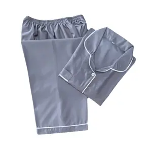 Setelan Piyama Dewasa Lengan Pendek / Set Baju Tidur Katun / Celana Panjang Nyaman Wanita Motif Polos