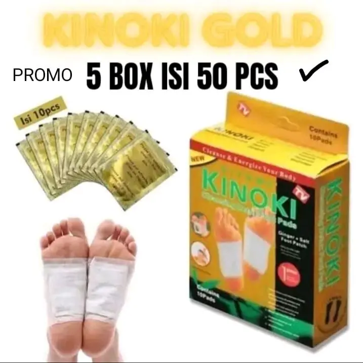 Grosiran Kosmetik PROMO Paket 5 Box 50 Pcs Kinoki Gold Detok Foot Pads Koyo Kaki Ginger Patch Hand