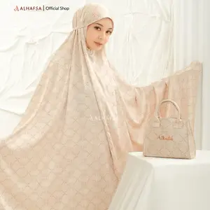 ALHAFSA - Mukena Dewasa 2in1 Luxury Silk Azahra Series Arnamy Motif Eksklusif Coquette Bow Anggun & Detail Lasercut Tas Mukena Premium
