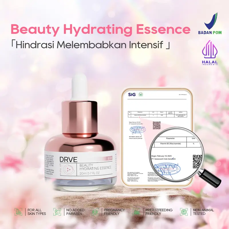 DRVE Essence 1 Pencerah Wajah & Anti Aging - BPOM & Halal Hyaluronic Acid Essence mengandung Niacinamide 10% (FREE MASK) yg mampu Melembabkan, Mencerahkan, Anti Keriput, Cocok untuk Kulit Sensitif. Perawatan Hyaluronic Hitam Kering 8